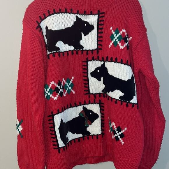 Karen Scott Vintage Sweater Size M Pullover Crewneck Red Scottie Dog - Picture 3 of 6